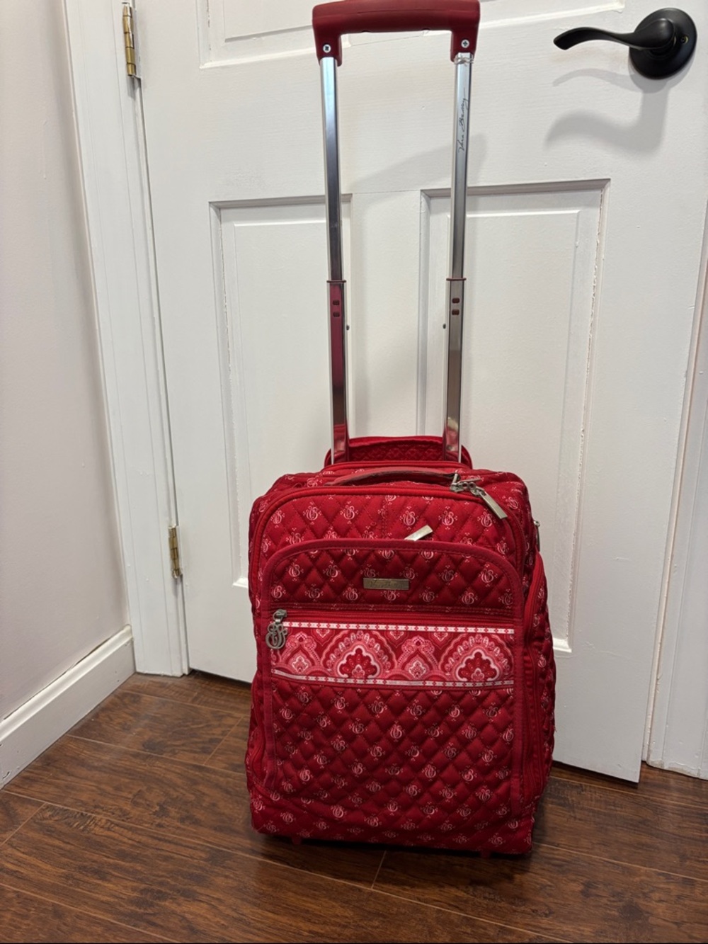Vera Bradley Crimson Quilted Rolling Carry-On